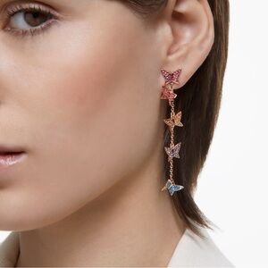 Swarovski ROSE GOLD 2 1/2” Multicolor Butterfly Earrings